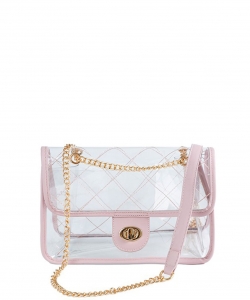 High Quality Quilted Clear PVC Bag BA510003 PINK